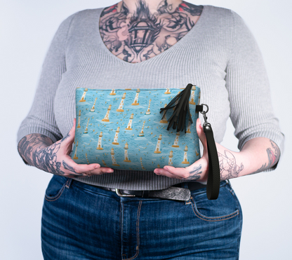 Blue Lighthouse Vegan Leather Make Up Bag
