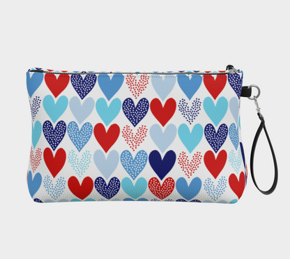 Nautical Hearts Leather Makeup Bag