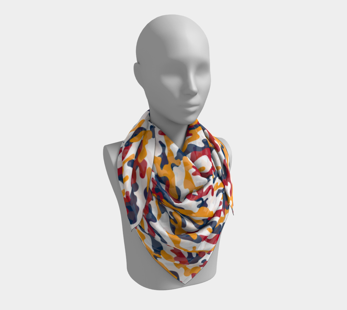 Blk back Red, Yellow, Green Camo Square Scarf