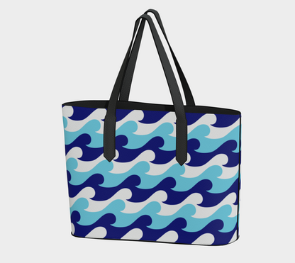 Blue Waves Vegan Leather Tote Bag