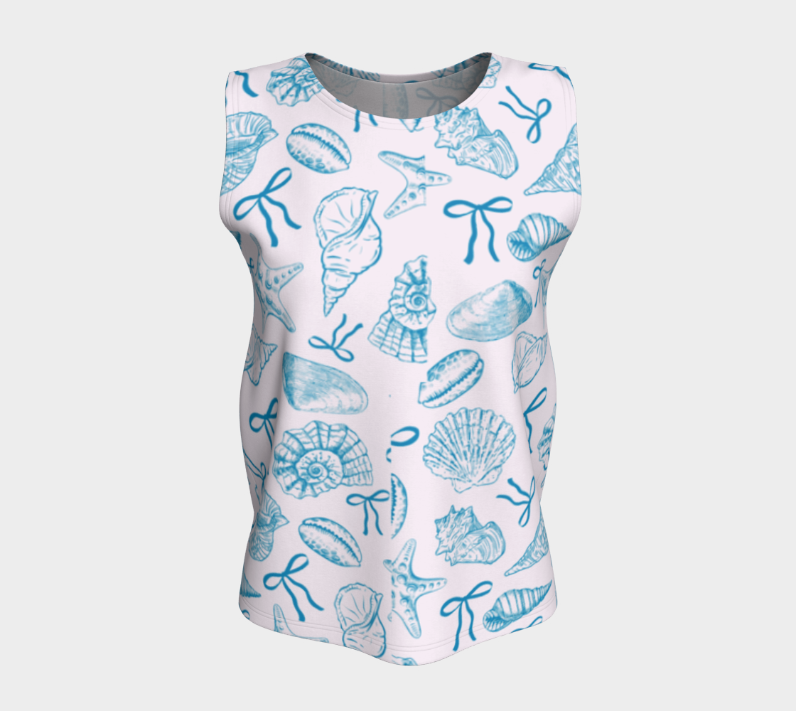 Blue Croquette with Shells Loose Tank Top