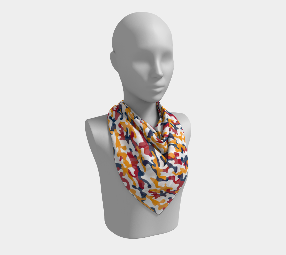 Blk back Red, Yellow, Green Camo Square Scarf