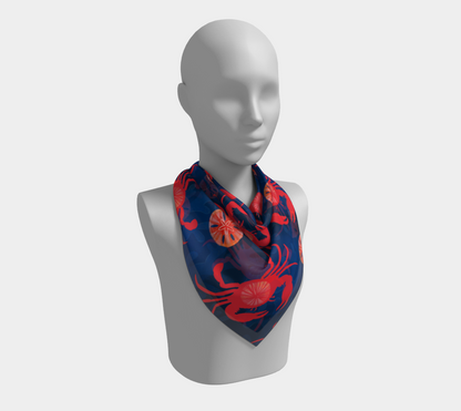Crab and Sand Dollar Square Scarf