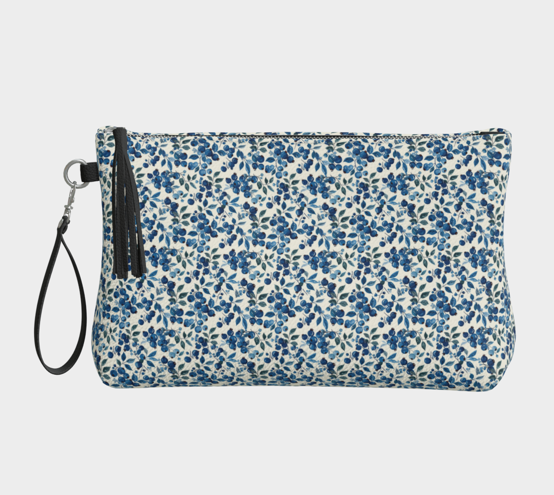 Blueberries Vegan Leather Makeup Bag