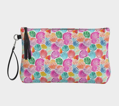 Colorful Shells Vegan Leather Makeup Bag