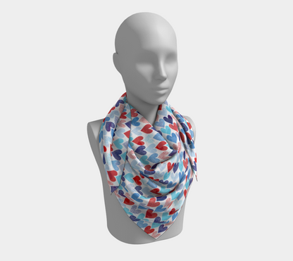 Nautical Hearts Square Scarf