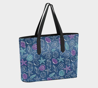Blue Shells Vegan Leather Tote Bag