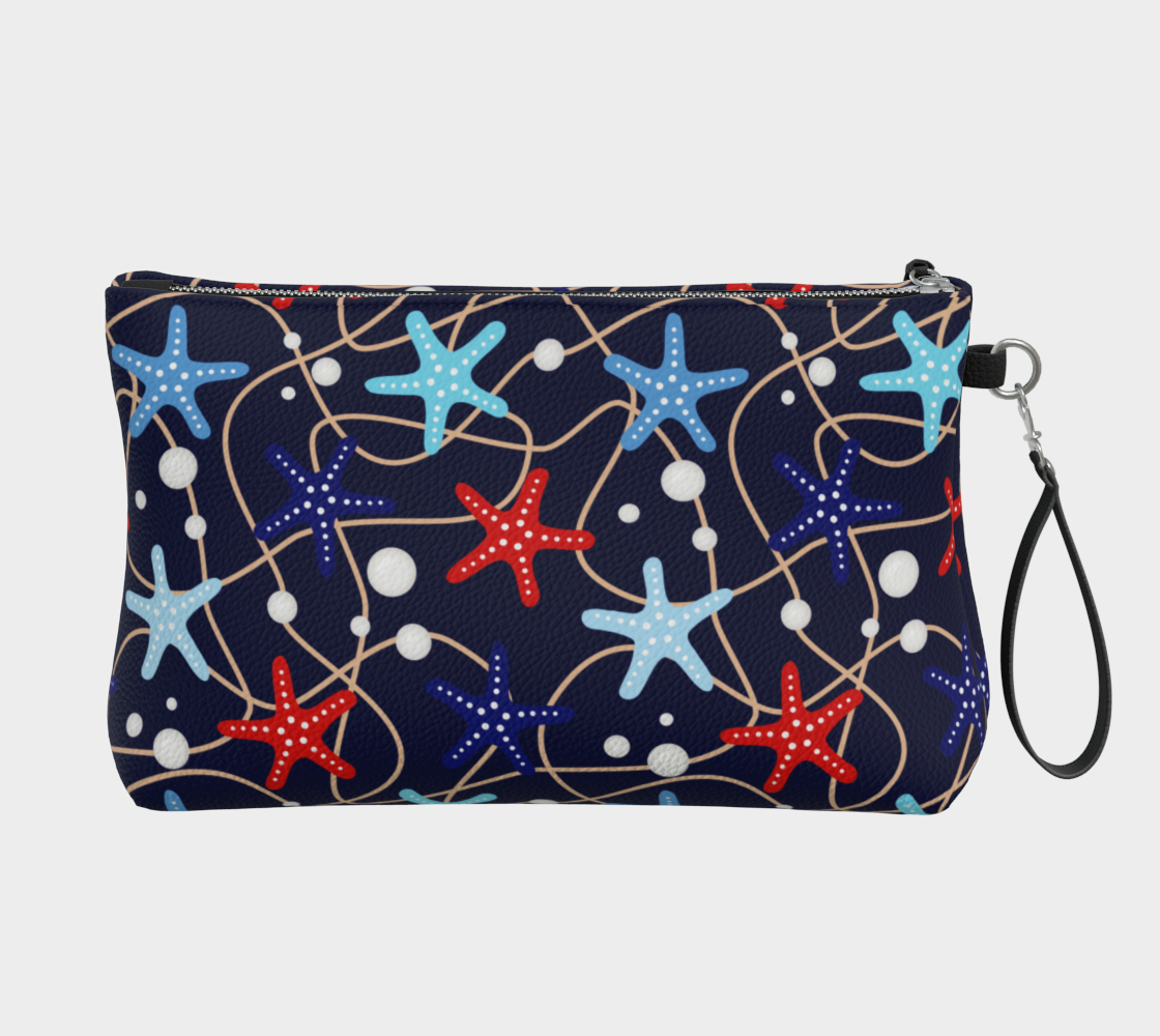 Starfish and Pearls Vegan Leather Makeup Bag