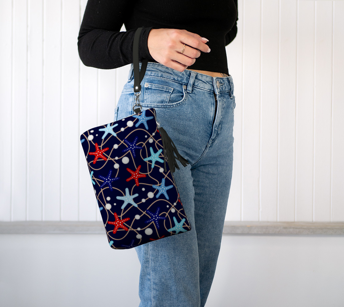 Starfish and Pearls Vegan Leather Makeup Bag