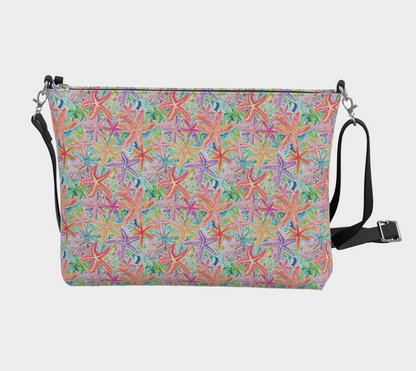 Multi Colored Starfish Vegan Leather Crossbody Purse