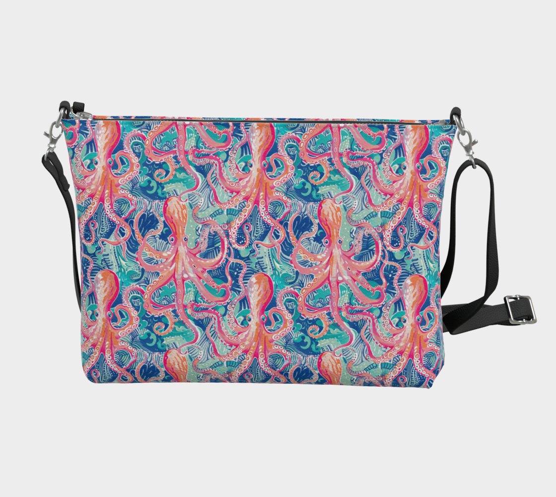 octopus vegan leather crossbody purse