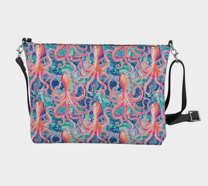 octopus vegan leather crossbody purse