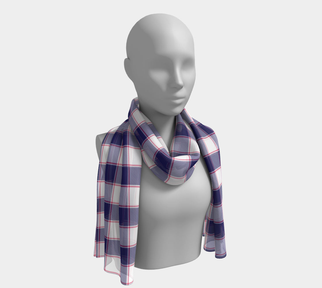 Blue w Red Vegan Long Scarf