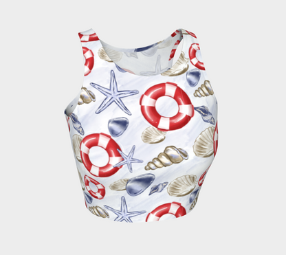 Nautical Watercolor Athletic Crop Top