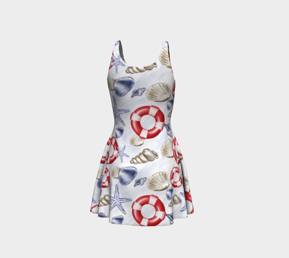 Nautical Watercolor Flare Dress