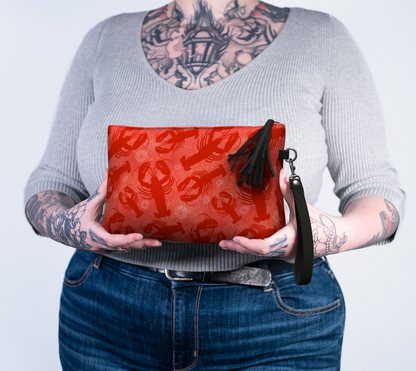 Red Lobster Vegan Leather Clutch Purse