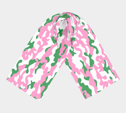 Pink and Green Camo long scarf