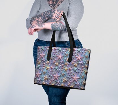 Lilac Starfish Vegan Leather Tote Bag 598