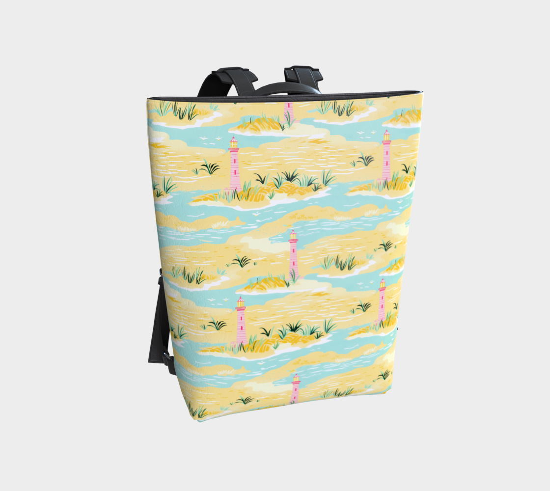Lighthouse Land and Water Vegan Leather Backpack
