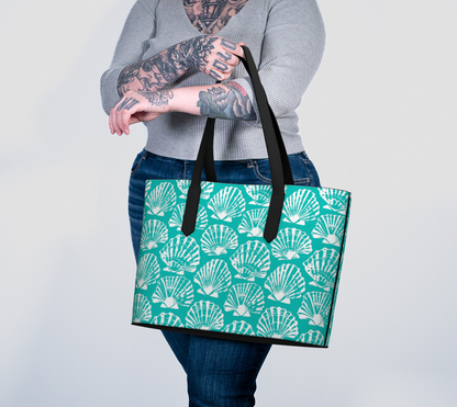 Teal Shell Vegan Leather Tote Bag