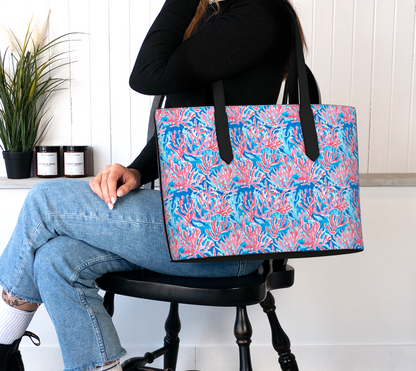 Sea Coral Vegan Leather Tote Bag