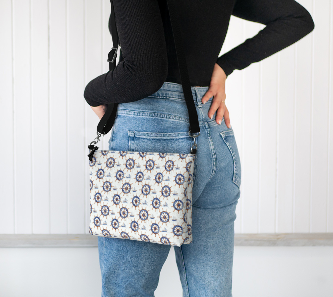 Captain's Wheel Vegan Leather Crossbody Purse