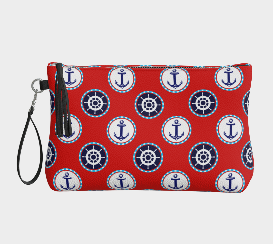 Red with Circles Vegan Leather 288 Makeup Bag