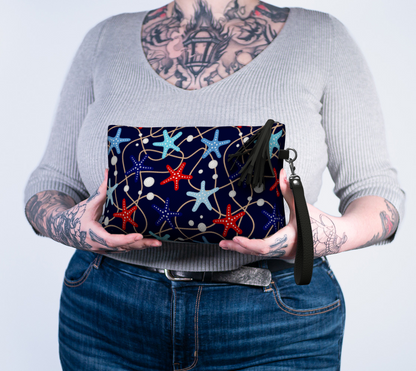 Starfish and Pearls Vegan Leather Makeup Bag