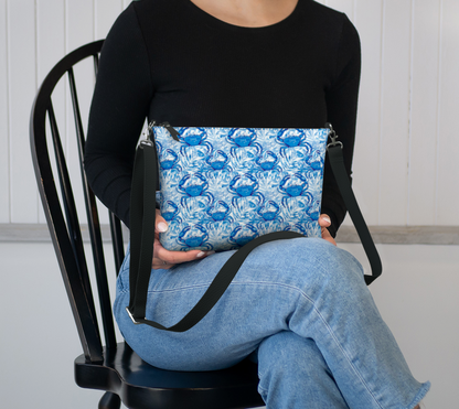 Blue Crab Vegan leather crossbody purse