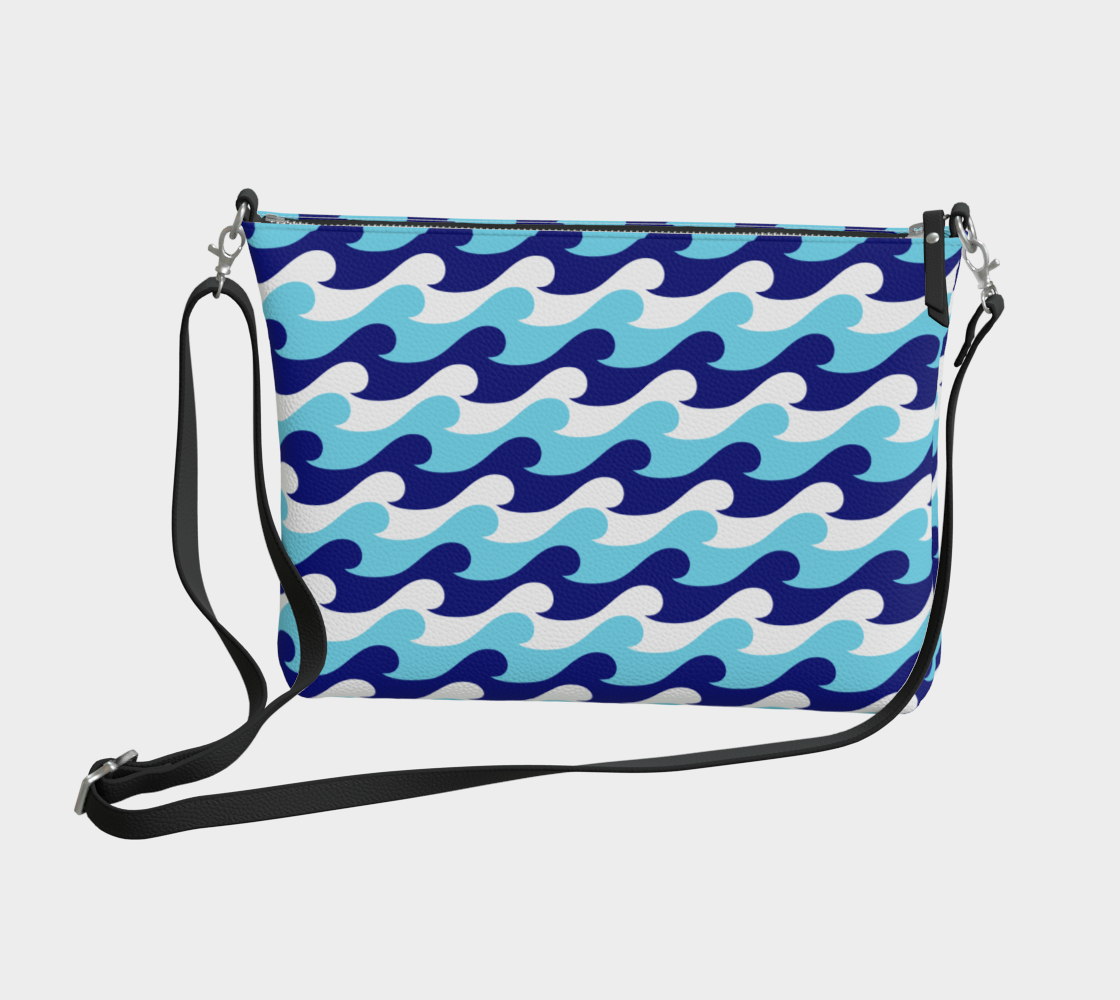 Blue Waves Vegan Leather Crossbody Purse 396