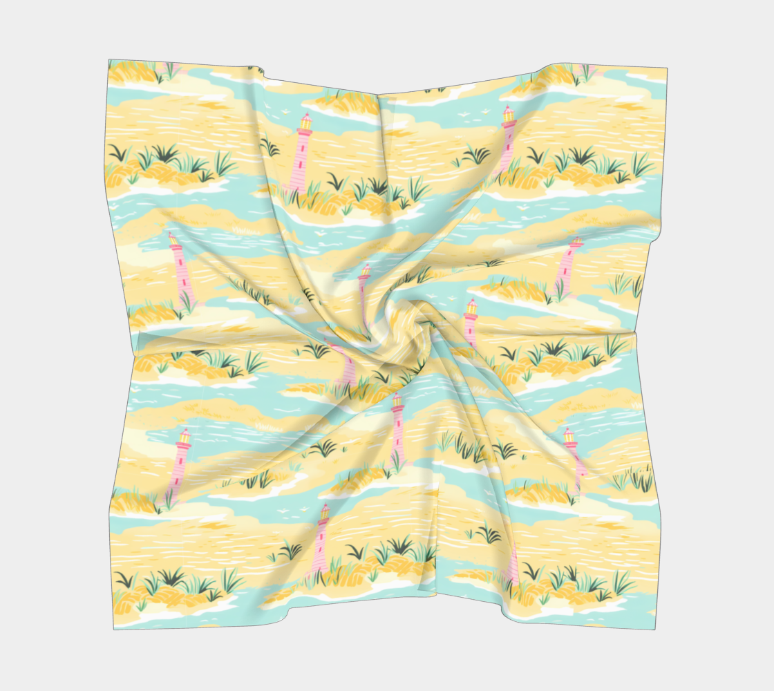 Lighthouse Land and Water Square Scarf