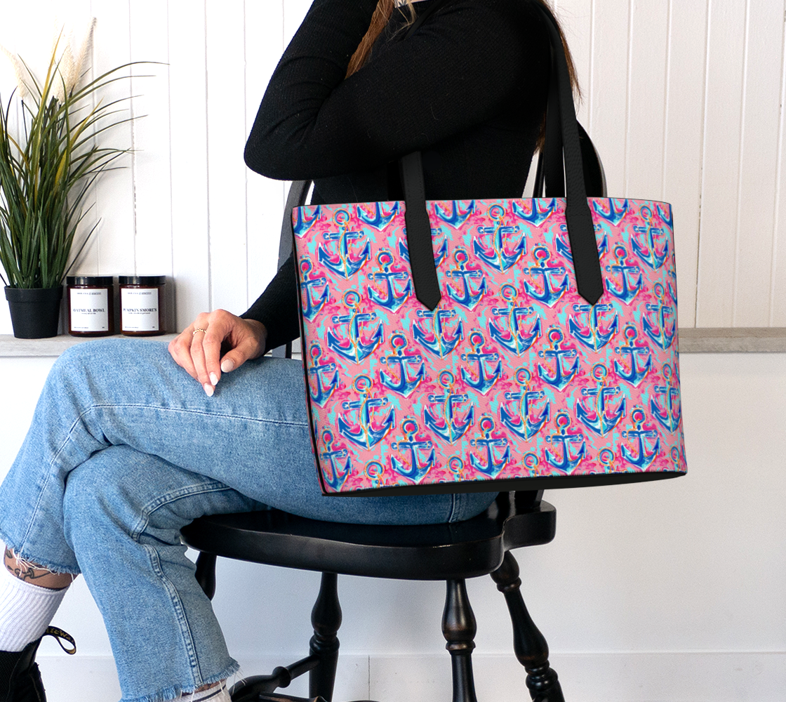 Anchors Vegan Leather Tote Bag