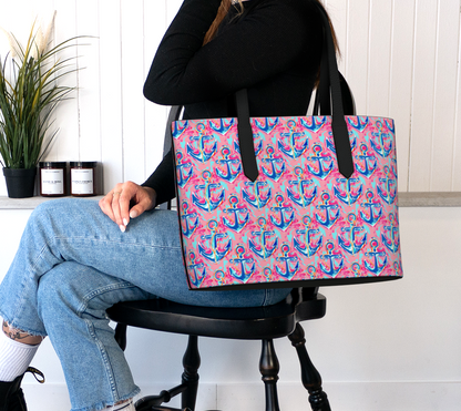 Anchors Vegan Leather Tote Bag