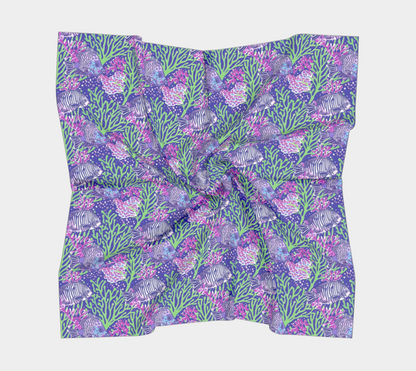 Fish in Green Coral Square Scarf