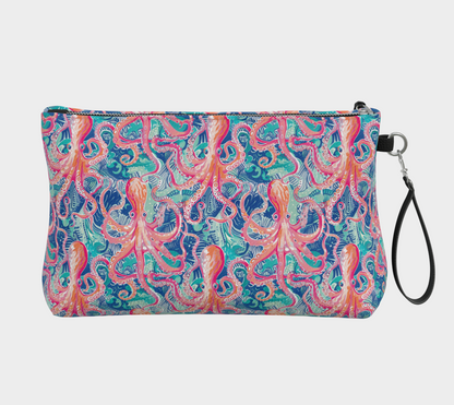 octopus vegan leather makeup bag