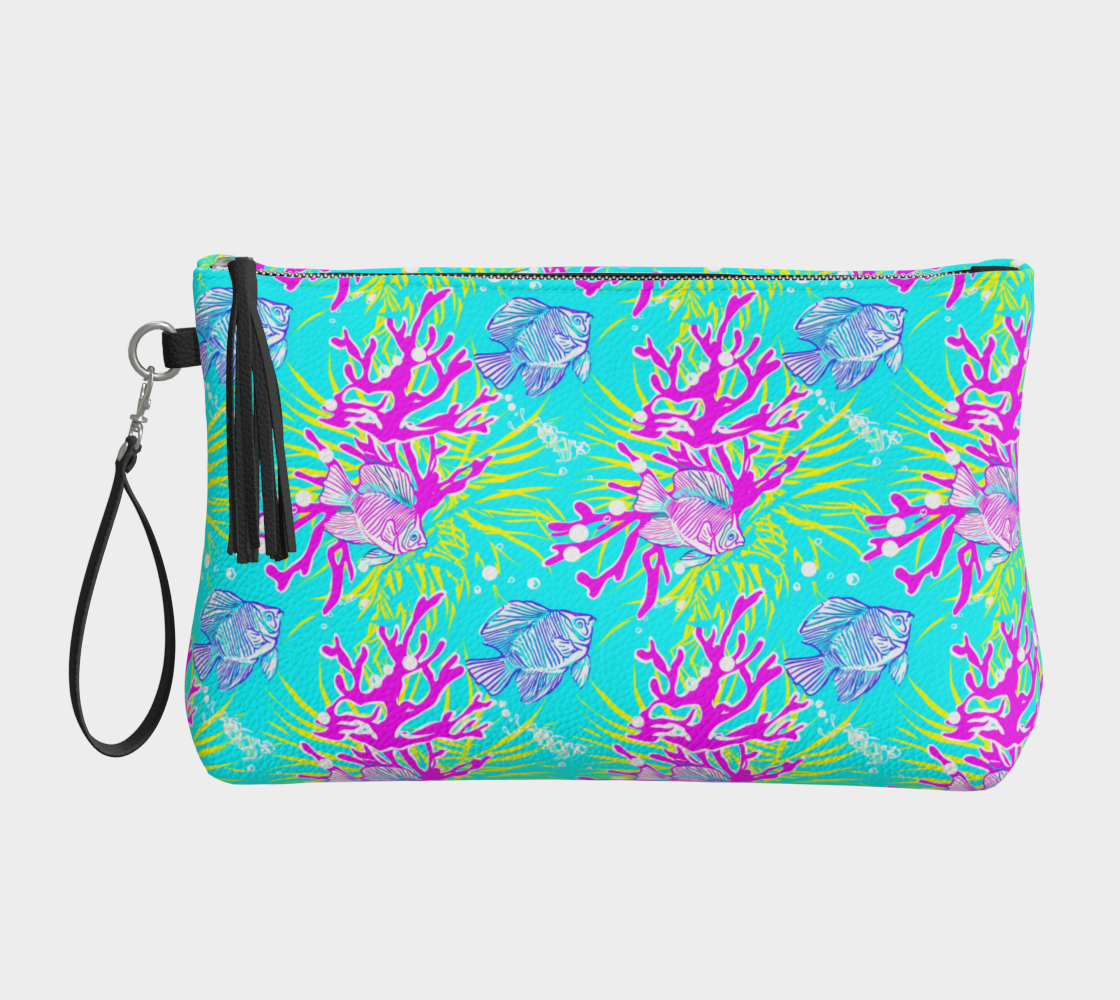 Fish and Coral Leather Makeup BAg