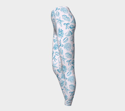 Summer Coquette Bow and Shells Leggings
