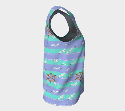Blue/Lavender Stripes Loose Tank Top