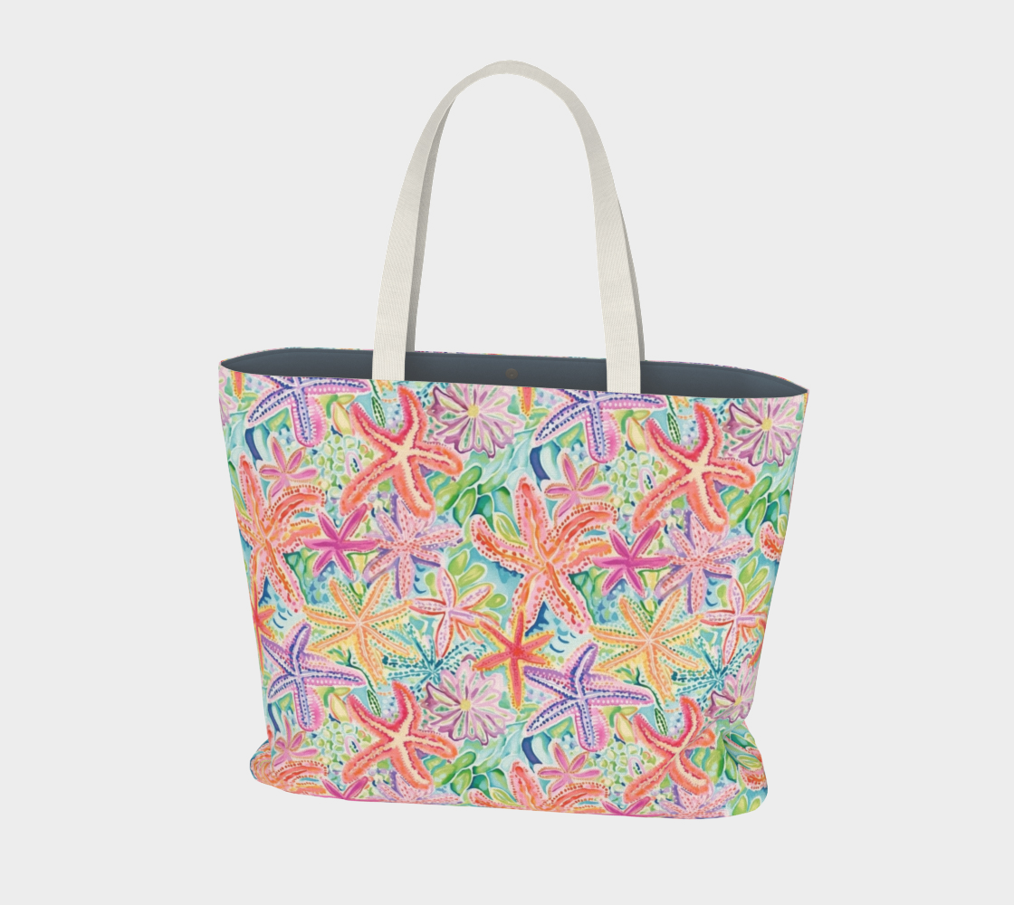 Multi Colored Starfish Large Tote Bag