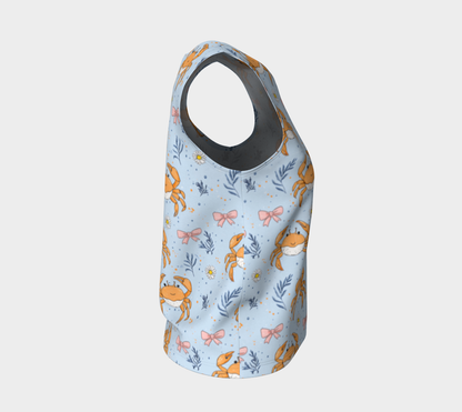 Blue with Crabs and Bows 443 Loose Tank Top