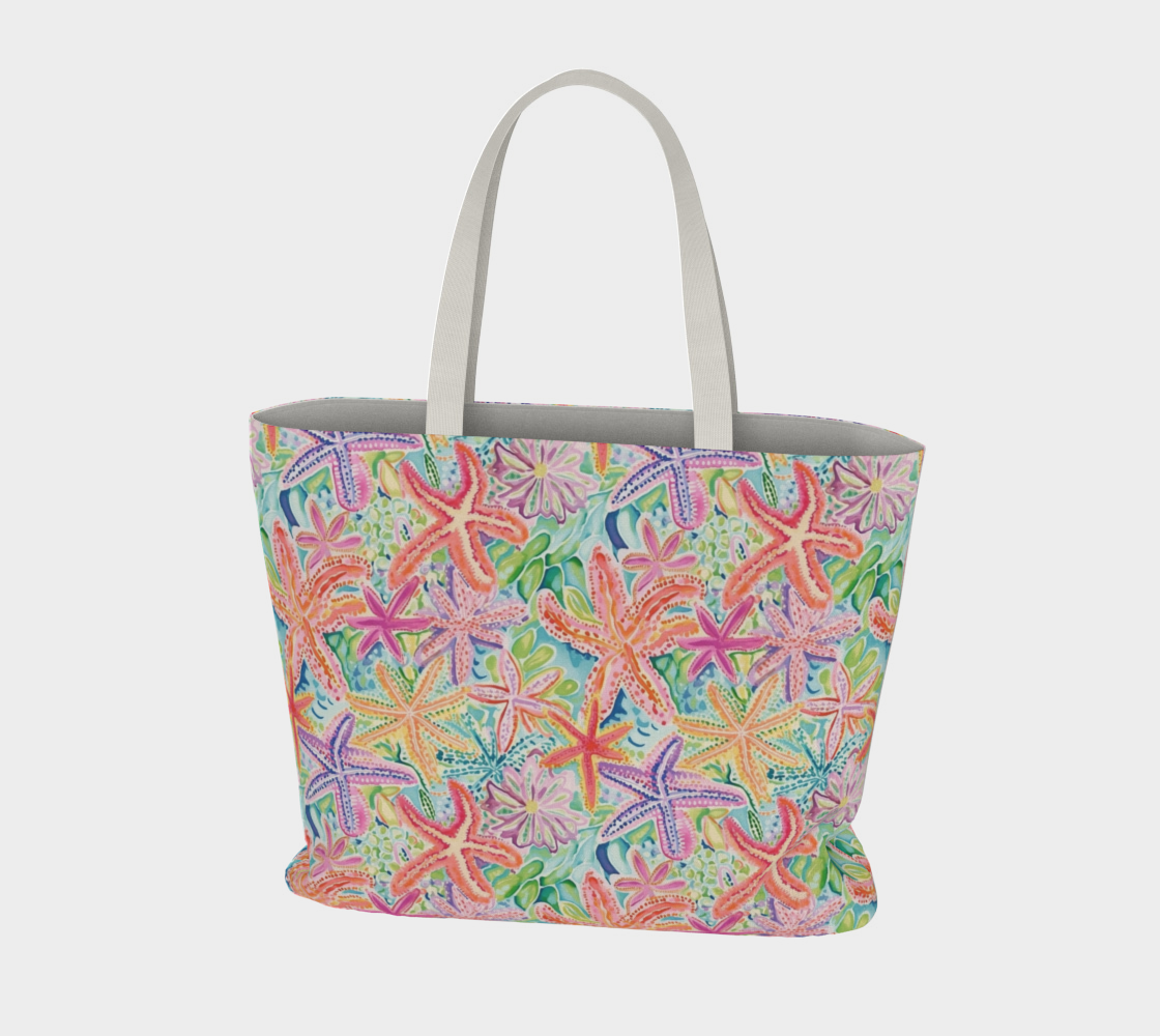 Multi Colored Starfish Large Tote Bag