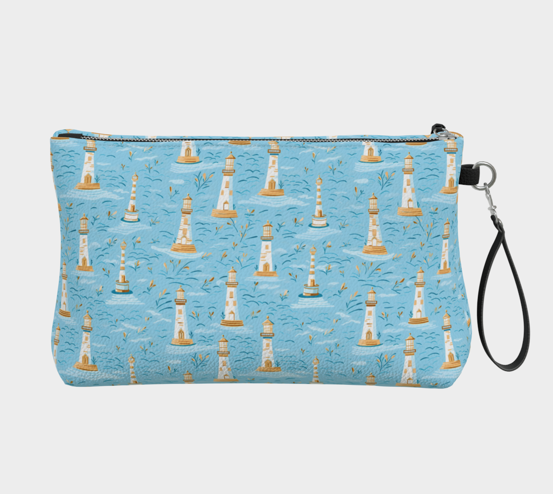 Blue Lighthouse Vegan Leather Make Up Bag