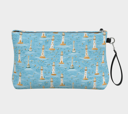 Blue Lighthouse Vegan Leather Make Up Bag