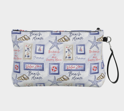 Beach Signs Vegan Leather Clutch Purse