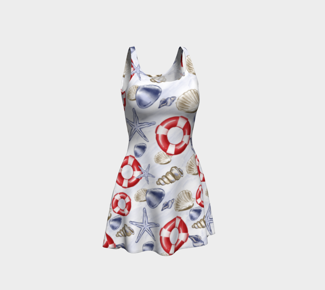 Nautical Watercolor Flare Dress