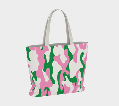 Pink Green Camo  Large Tote Bag