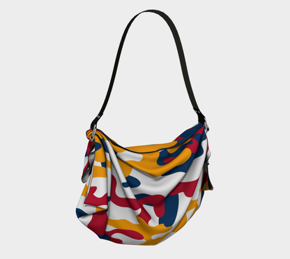 Blk back Red, Yellow, Green Camo  Origami Tote