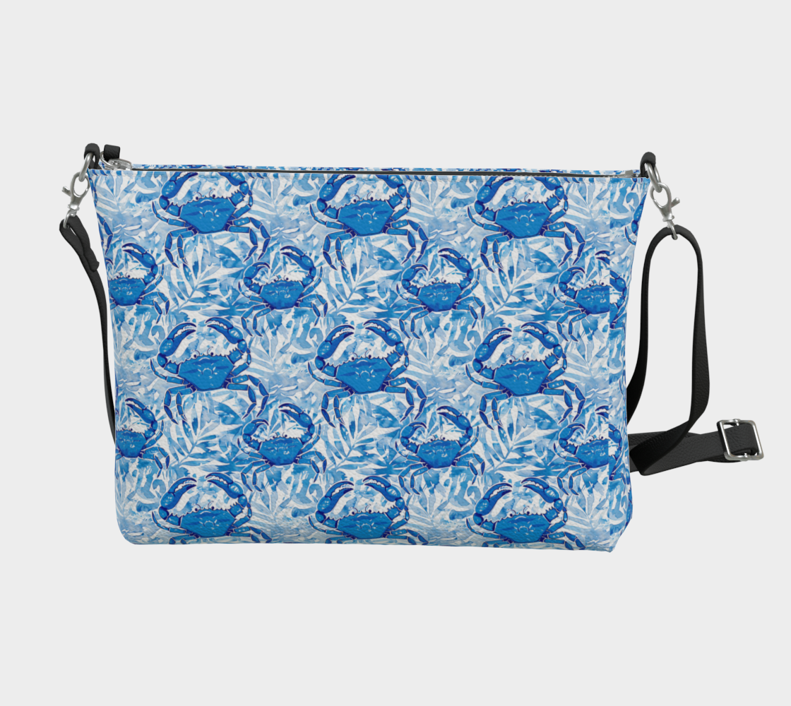 Blue Crab Vegan leather crossbody purse