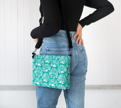 Teal Shell Vegan Leather Crossbody Purse