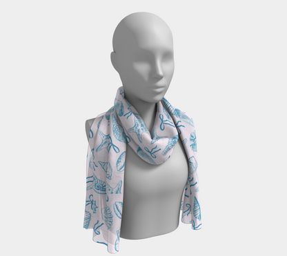 Summer Coquette Bow and Shells Long Scarf